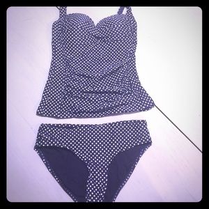 NWT Niptuck Navy and White Polka Dot Tankini